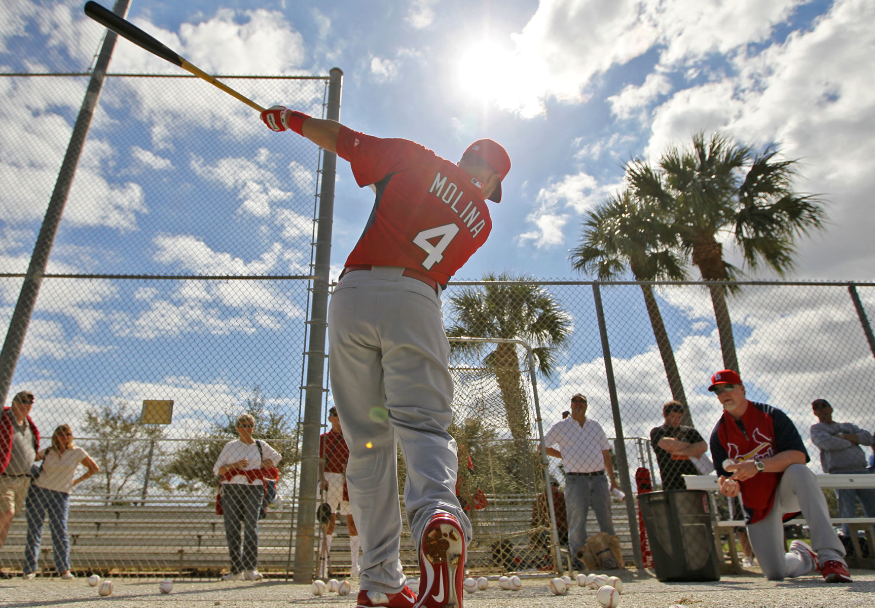 Yadier in the batting cage
